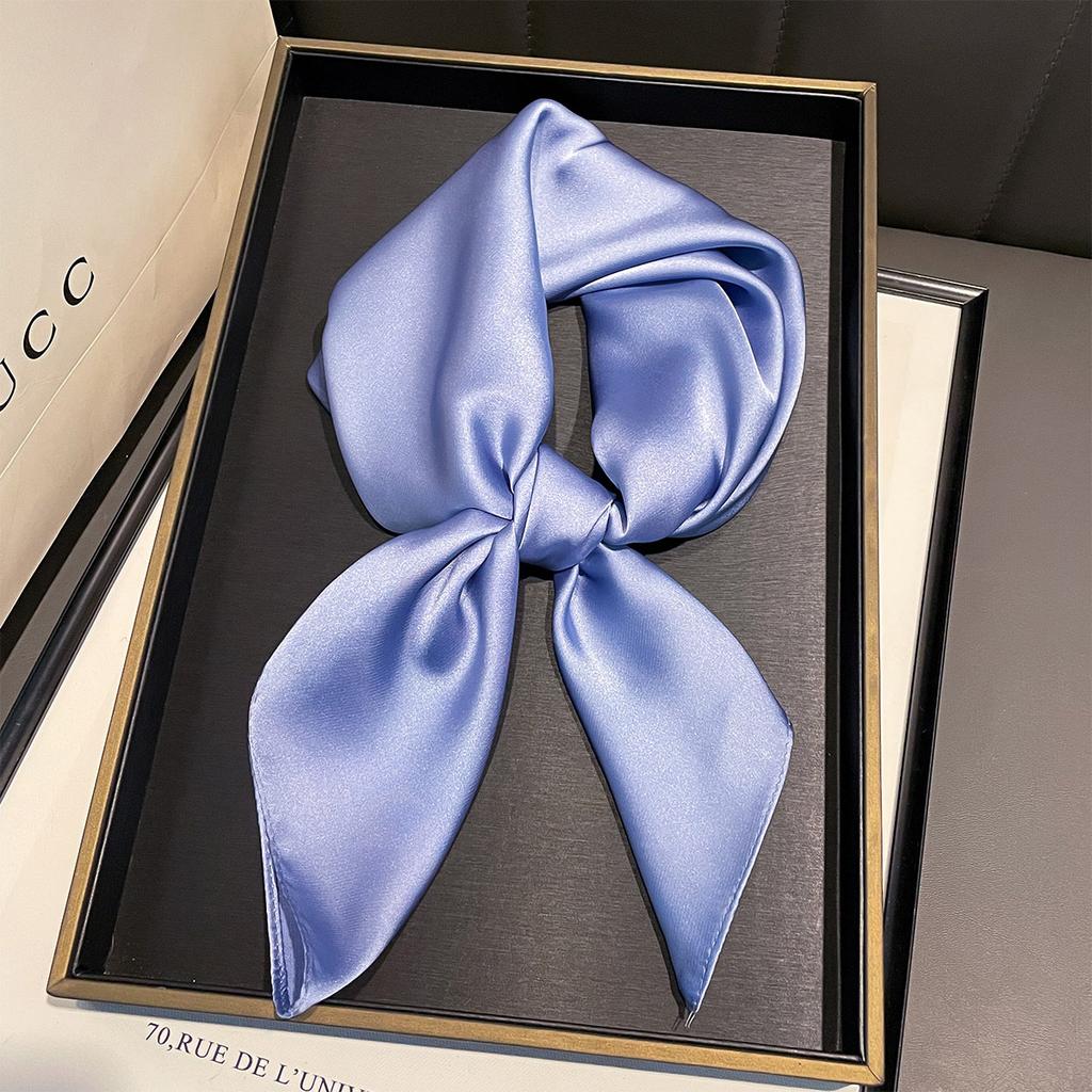 Autumn new versatile 71 imitation silk solid color silk scarf versatile plain color Korean neck scarf tied bag silk scarf