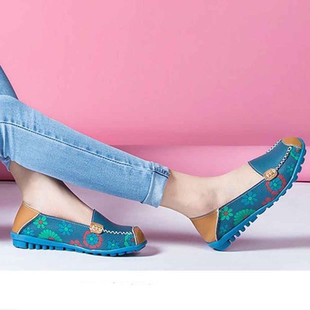Elegant Women Leather Shoes Loafers Soft Leisure Flats Female Casual Shoes Size 36-44
