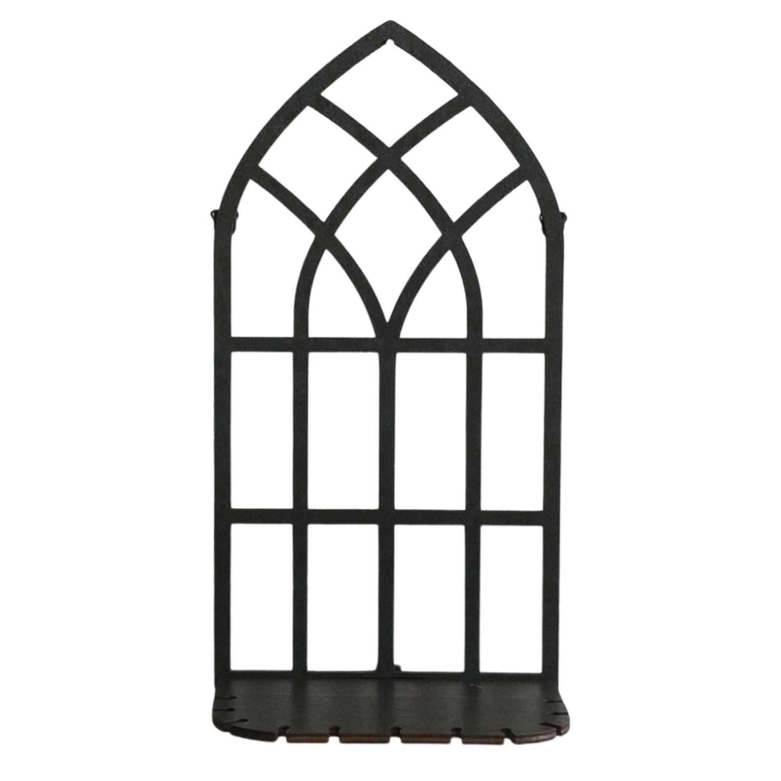 Mystical Floating Wall Shelf Wood Black Hollowed Window Frame Hanging Shelves for Crystals Display Bedroom Decorations