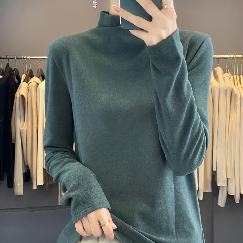 Fall and Winter Women's High Neck Slim Thin Long-sleeved Bottoming Shirt
