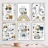 Cartoon Crane Excavator Tractor Truck Poster Wall Art Canvas Painting Nursery Child Boys Pictures Nordic Wall Print Room Decor