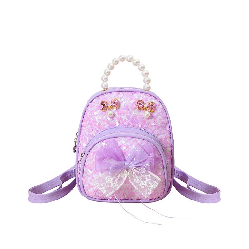 Backpack Fashion Kids With Artificial Pearl Hand Held And Bow Decor For Daily