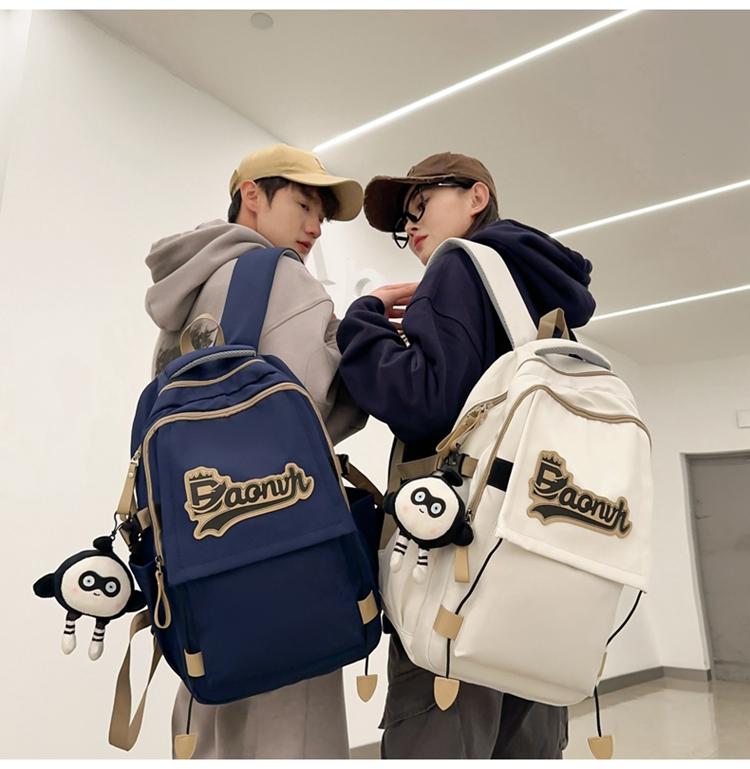 Рюкзак для путешествий большой емкости для старшеклассников ретро-колледжа белый — фото 7