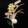 Crystal Flower Brooch Pin Rhinestone Wheat Ear Brooches Wedding Jewelry Gifts