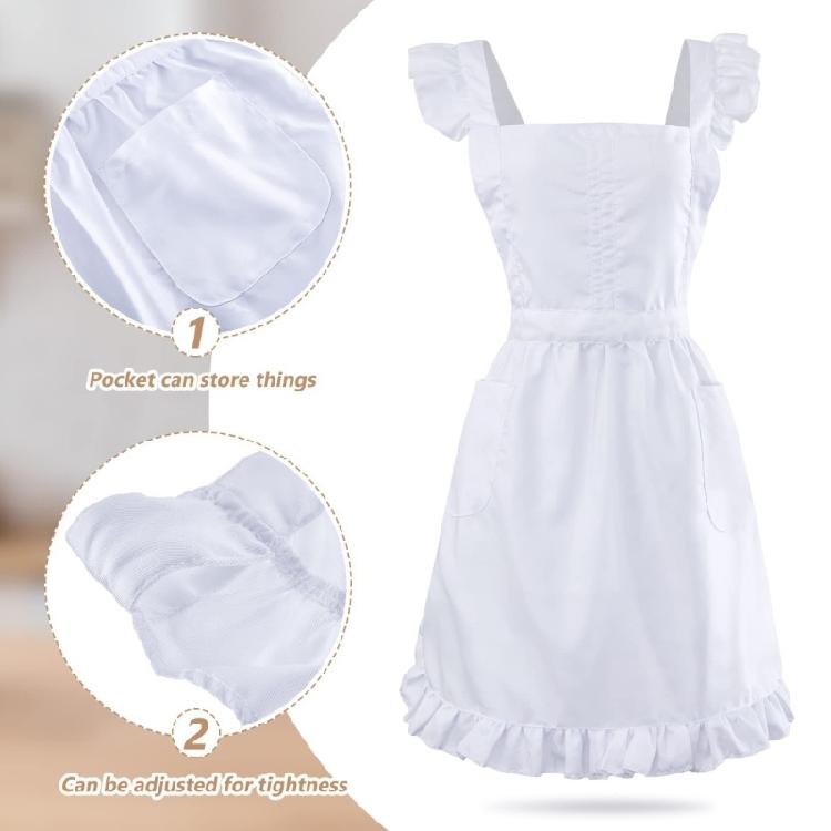 Retro Kitchen Cooking Apron for Women Baking Apron Adjustable Ruffle Maid Apron Maid Costume Fancy Dress Cosplay Costume