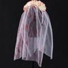 Blood Halloween Bridal Headdress Mesh Halloween Hairband Mask Set Funny Women Hair Hoop  Ladies