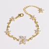 Luxury Colorful Zircon Flower Bracelets For Women Girls Korean Sweet Gold Crystal Adjustable Bracelet Jewelry Gift