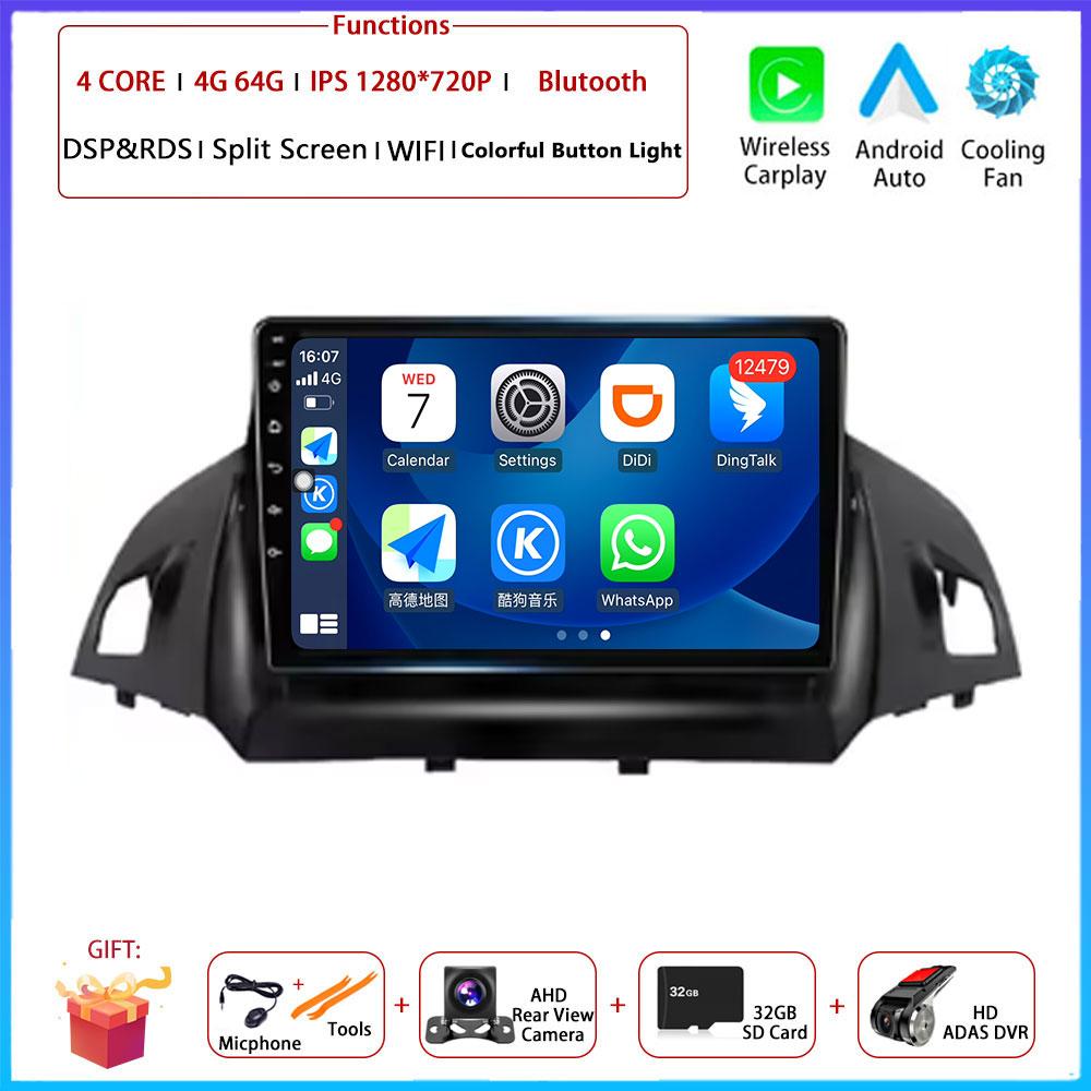 For FORD C-MAX KUGA 2 ESCAPE 3 2012 - 2019 Car Android Carplay Auto Radio Navigation GPS Multimedia Video 4G AMI Android Auto