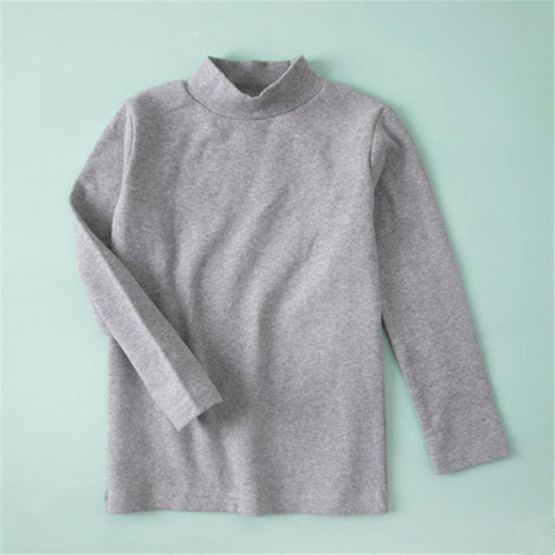 Kids' 2024 Cotton High Neck Long Sleeve T-Shirt – Cozy, Trendy Autumn/Winter Base Layer for Boys & Girls.