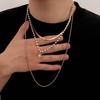 SHIXIN Exquisite 3Pcs/set Trend Imitation Pearl Coin Pendant Choker Necklace Men Punk Adjustable Gold Color Chain Grunge Jewelry