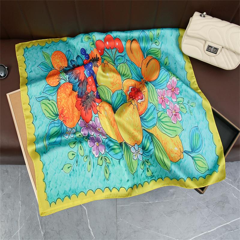 2026 New Fashion Print Silk Hairbands Summer Lemon Scarf Women Elagant Bandana Neck Kerchief Head Bands Foulard Female Scarfs