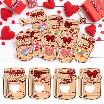 24 Valentinstag Süßigkeitenkarten mit treibflaschenförmigen Karten für Valentinstagsparty Wichteln