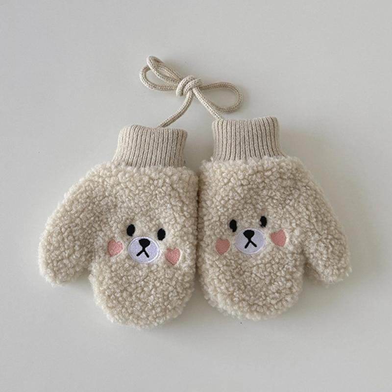 Cosy Infant Fleece Lined Hand Mittens Attached Neck Rope For 1-4 Year Old Children Soft Winter Accessories Unisex