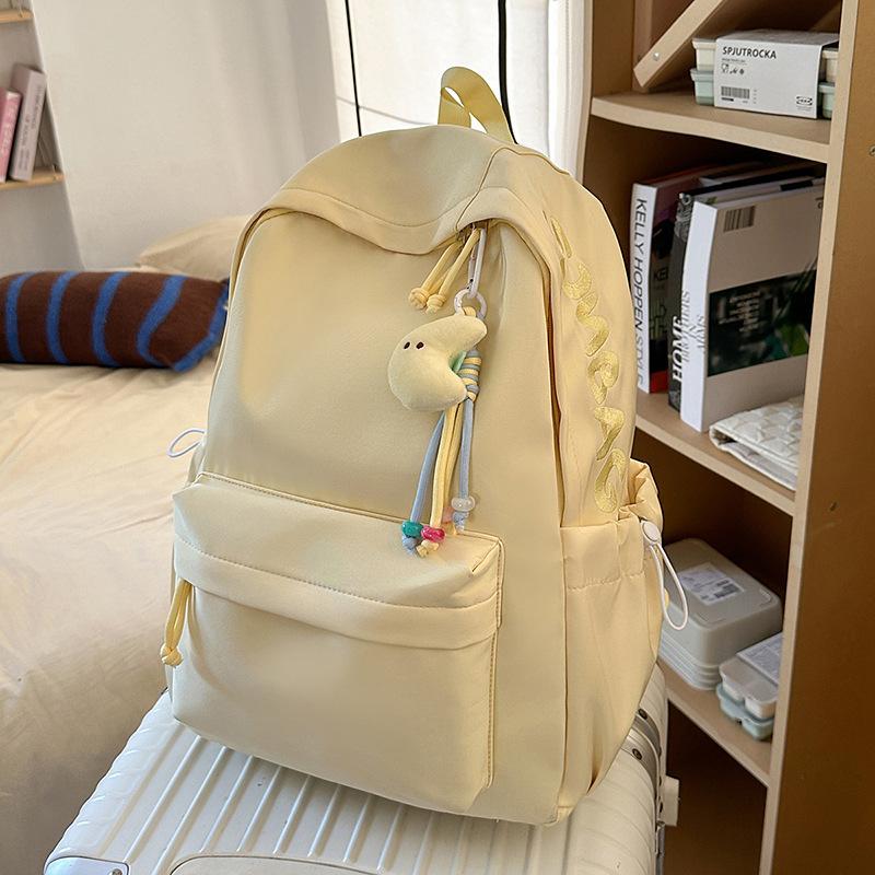 Schoolbag Korean Version Schoolbag Female Simple Style New Solid Color Japanese Backpack College Style Versatile Male Junior High School Student
