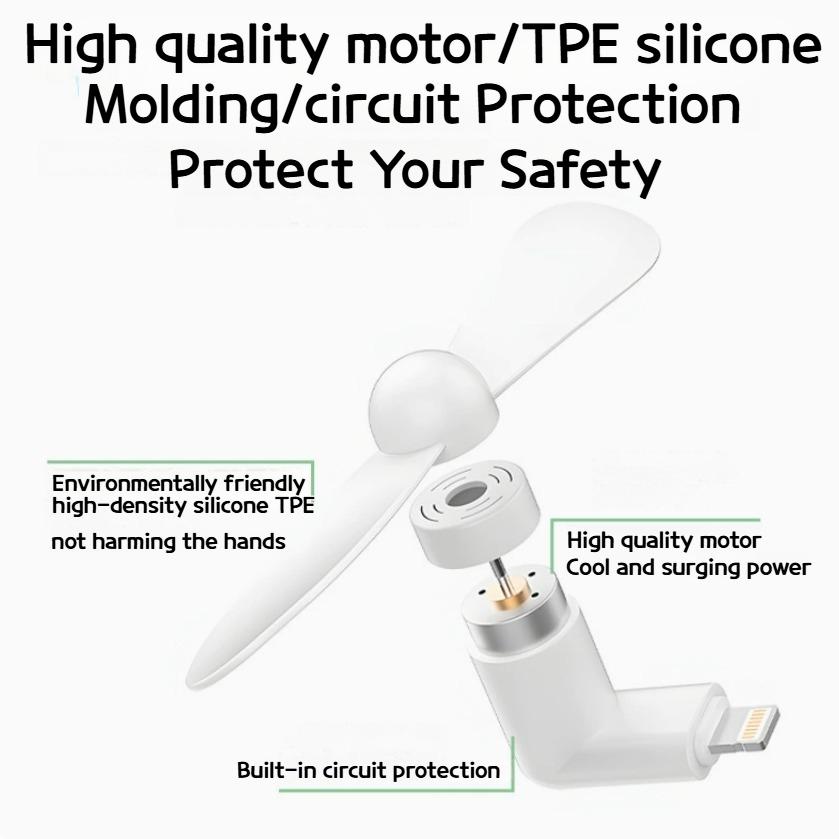 3-in-1 Mini Phone Fan - Portable Rechargeable for Android, Apple & Type-C Devices, Creative & Compact Design