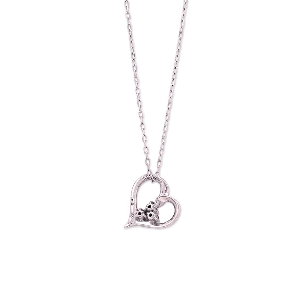 Estelle Official Women's Necklace, 10K White Gold with Diamonds and Heart Motif, 0442-0054-0020-0000