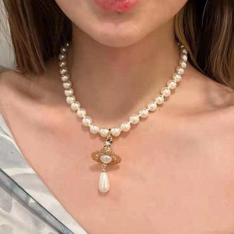 Saturn Pearl Necklace For Women Handmade Multilayer Pendant Elegant Jewelry Gift For Women