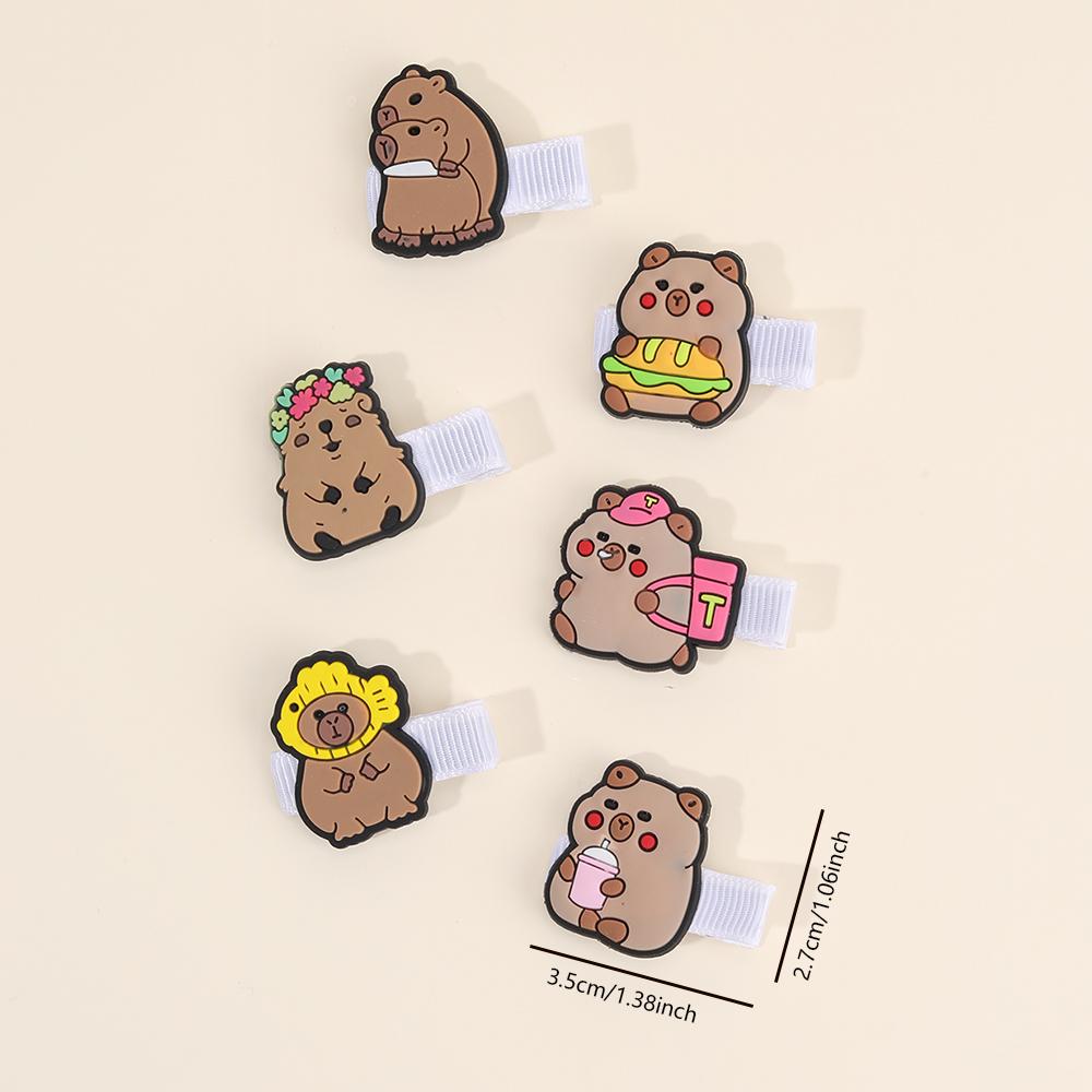 12Pcs Capybara Hair Clips Cartoon Cute Animal Hairpins Kawaii Bangs Mini Side Barrette For Baby Girls Kids Headwear Accessories