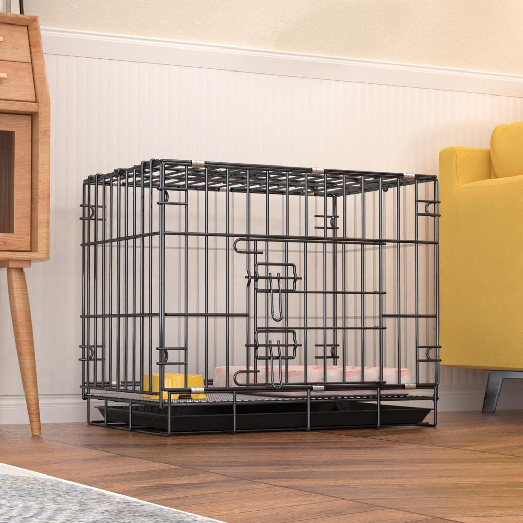 Foldable Metal Dog & Cat Cage for Home, Indoor/Outdoor, Car or Rescue Use