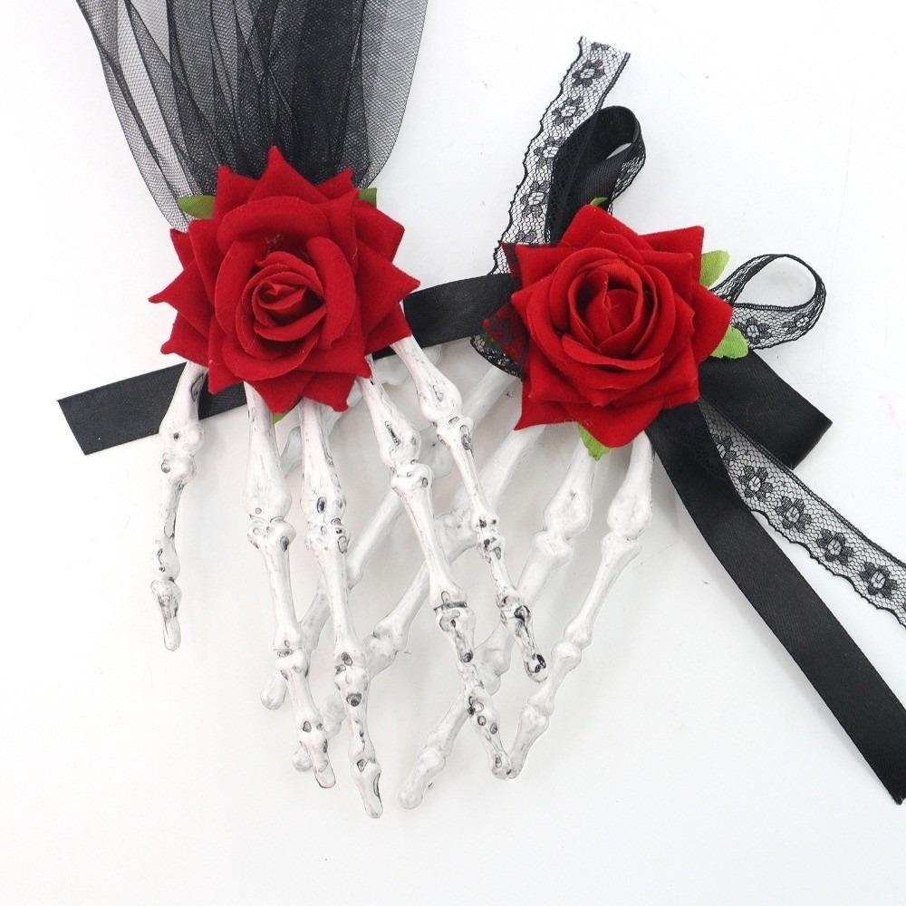 Cloth Skeleton Hand Rose Hairpin Skeleton Halloween Headwear  Ghost Festival Supplies