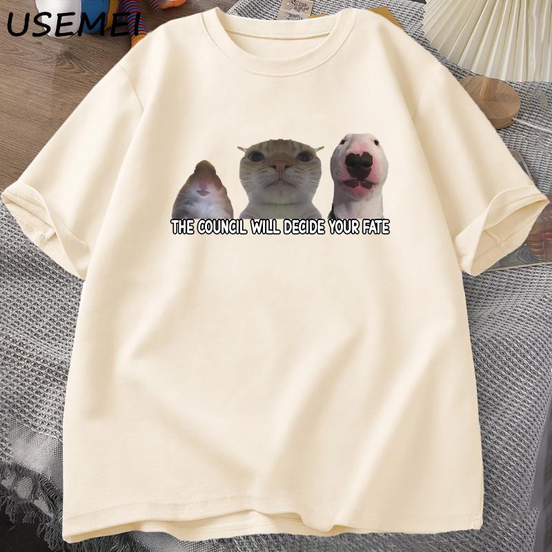 Funny Cat Meme Tee Shirt Graphic T Shirts Unisex Women Silly Animals Tshirt Cotton Oversized Designer Tees Unisex Streetwear