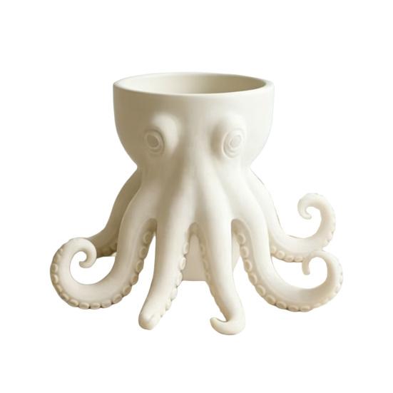 3D Printed Octopus Planter Nautical Octopus Tentacle Flower Pot for Desk Home Decor Ocean Animal Planter for Small Plants S белый