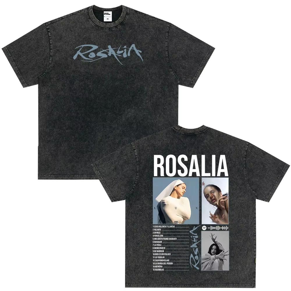 Vintage Gewaschenes Singer Rosala LUX Album Grafik T-Shirt Herren Damen Mode Kleidung T-Shirt Lässig Hiphop Übergroße T-Shirts