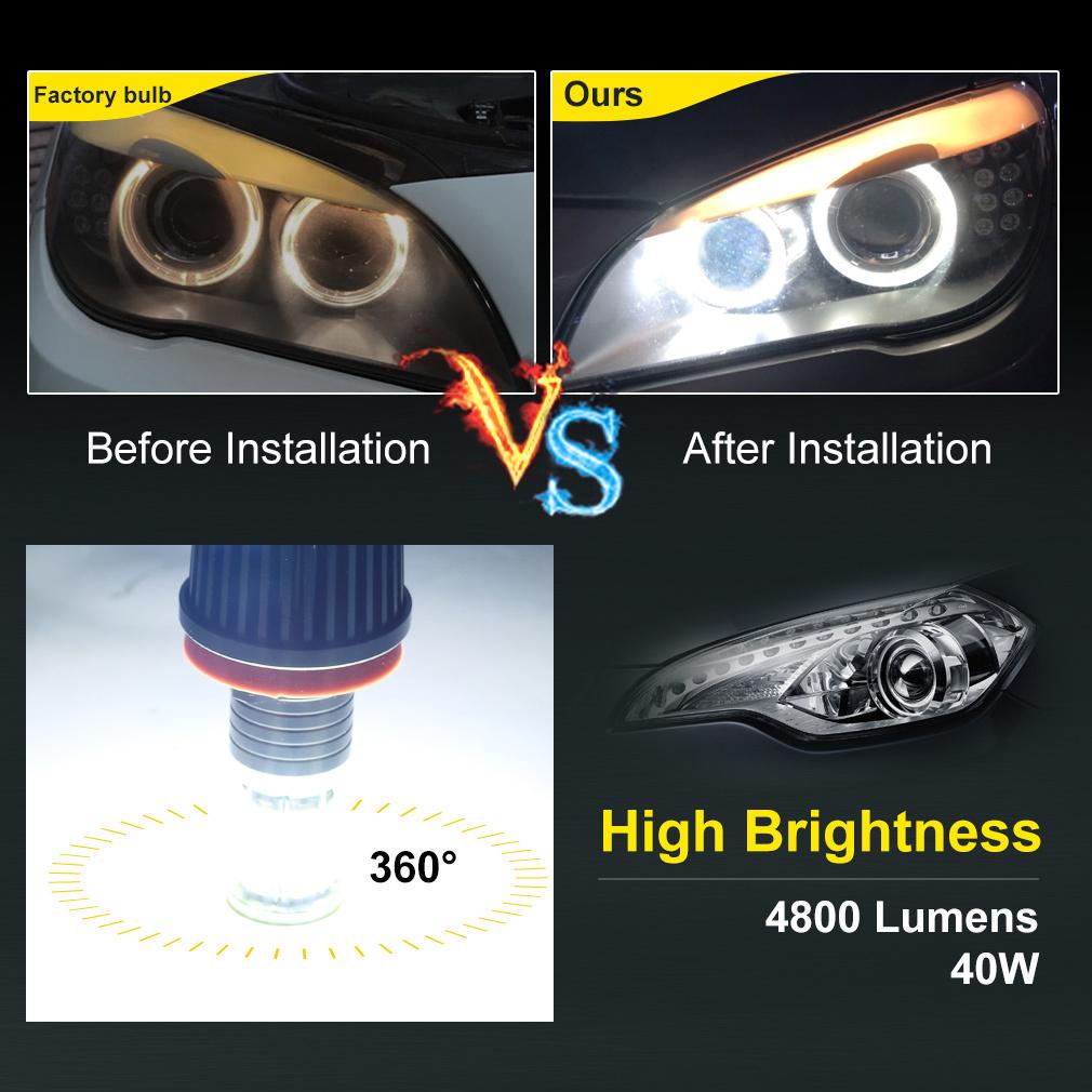 2pcs H8 LED Angel Eyes Headlight Led Marker Lights Canbus for BMW X5 E70 X6 E71 E90 E91 E92 M3 E89 E82 E87 Auto Head Lamp 12V