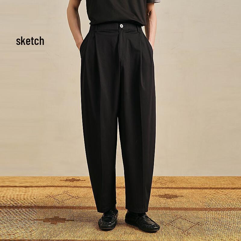Men s Oversize Knit Casual Curved Leg Pants XS