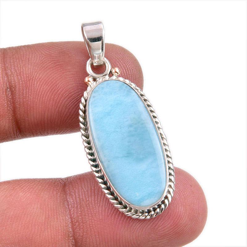 

Natural Republic Larimar Gemstone Handmade 925 Solid Silver Pendant 1.50 e5U77