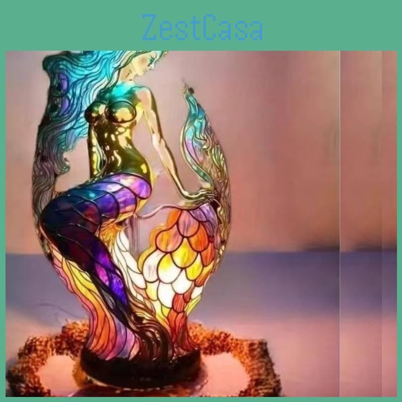 Colored Vintage Resin Mermaid Table Lamp For Daily Home Decorations And Gifts
