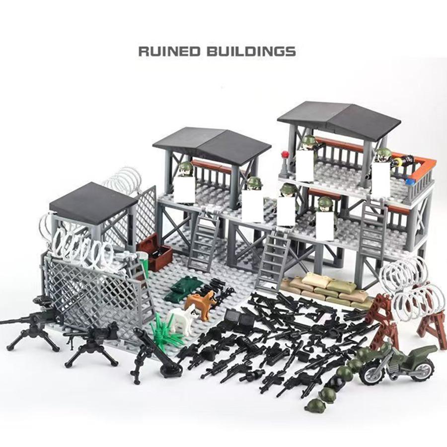 High-Quality Children'S High-Quality Building High-Quality Block Play sets Army style High-Quality Base High-Quality Prison Building design