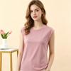 T-shirt da donna estiva in modal senza maniche, tinta unita, vestibilità larga, leggera, base per layering, casual per uso quotidiano, maglietta base, canottiera