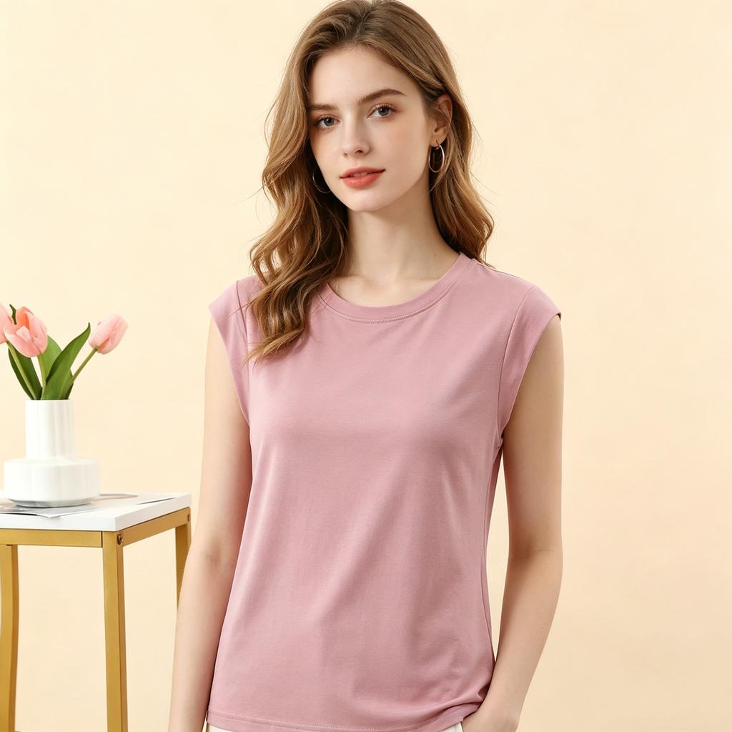 T-shirt da donna estiva in modal senza maniche, tinta unita, vestibilità larga, leggera, base per layering, casual per uso quotidiano, maglietta base, canottiera