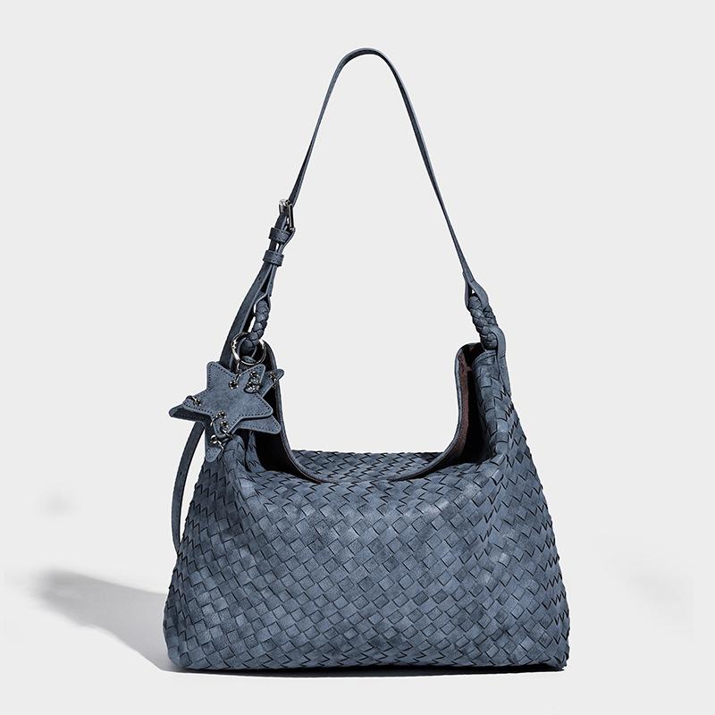 2025 Fall/Winter New Handmade Woven Women's Bag, Single Shoulder Underarm Crossbody Bag, Suede Casual Large Tote Handbag