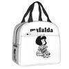 Custom Manga Mafalda Quino Cartoon Thermal Insulated Lunch Bag Women Portable Lunch Container Camping Travel Storage Food Box
