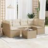 VidaXL Garden Lounge Set with Cushions 7 Pcs Beige Braided Resin 3249237