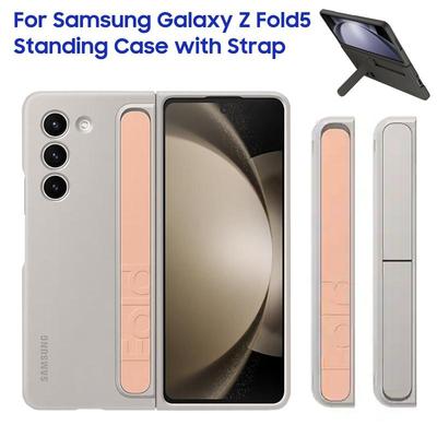Original Samsung Standing Case Cover with Strap For Samsung Galaxy Z Fold5 Z Fold 5 Kickstand Back Cover Case