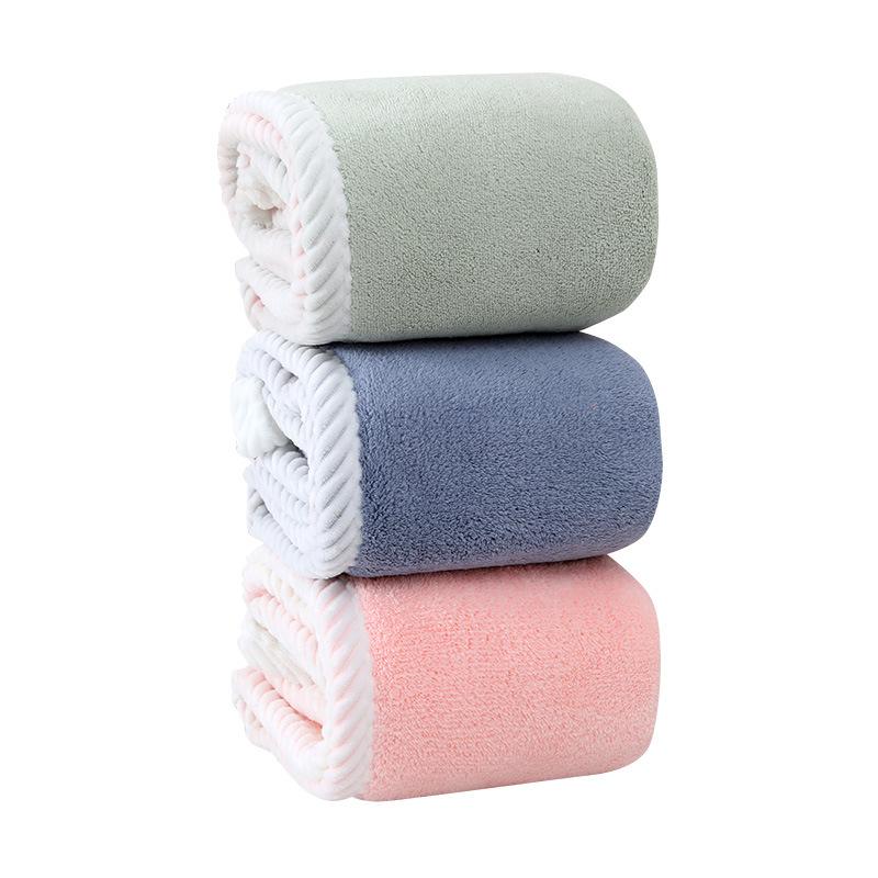 1PC Coral Velvet Double-color Double-sided Dry Hair Cap Double-layer Thickened Water-absorbing Towel Hair Wipe Shower Cap