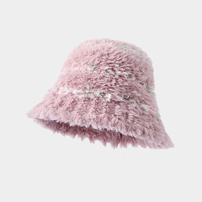Winter Hat Women's Big Head Circumference Shows Face Small Bucket Hat Fleece Thermos Basin Hat Fashionable Versatile Bucket Hat
