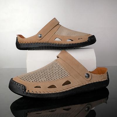 Men Hiking Sandals Black Khaki Outdoor Summer Brown Wide Palm Handmade Slippers Beach Shoes for Father Plus Size
