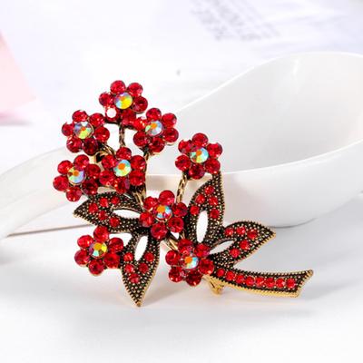 Brooch Badge Vintage Dress-up Graceful Floral Rhinestone Faux Pearl Brooch Pin