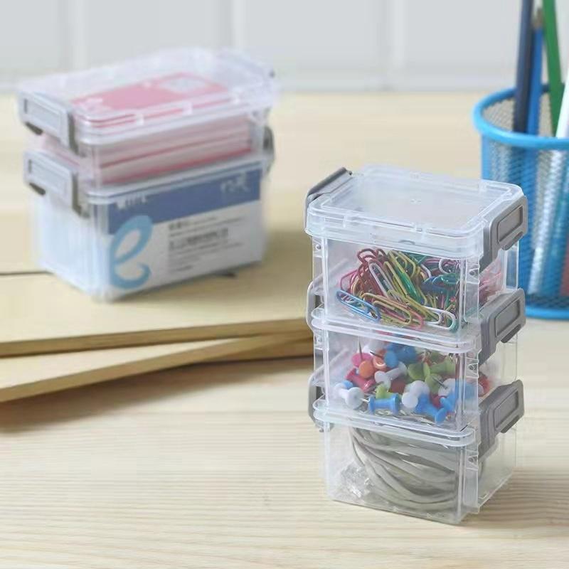3-Layer Transparent Magic Buckle Storage Box Finishing Box Desktop Sundries Portable Storage Box Jewelry Organizer