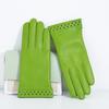 Ladies Sheepskin Gloves Classic Solid Color Versatile Leather Spring Velvet Lining Cycling Driving Gloves Autumn