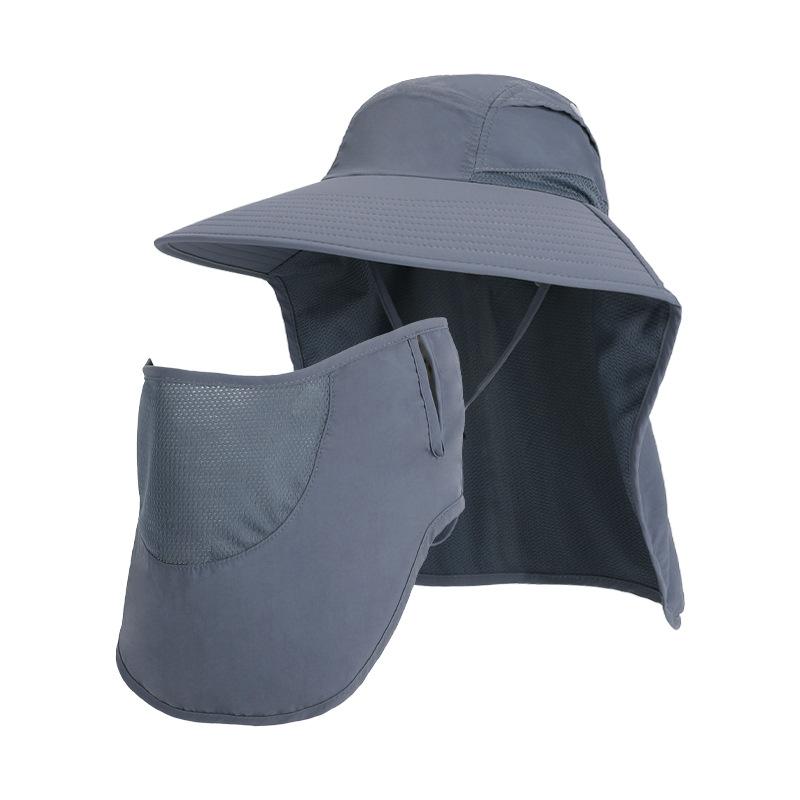 Summer Big Eaves Shawl Sun Hat Face Mask Bucket Hat Men and Women Outdoor Mountaineering Fishing Breathable Sun Protection Hat