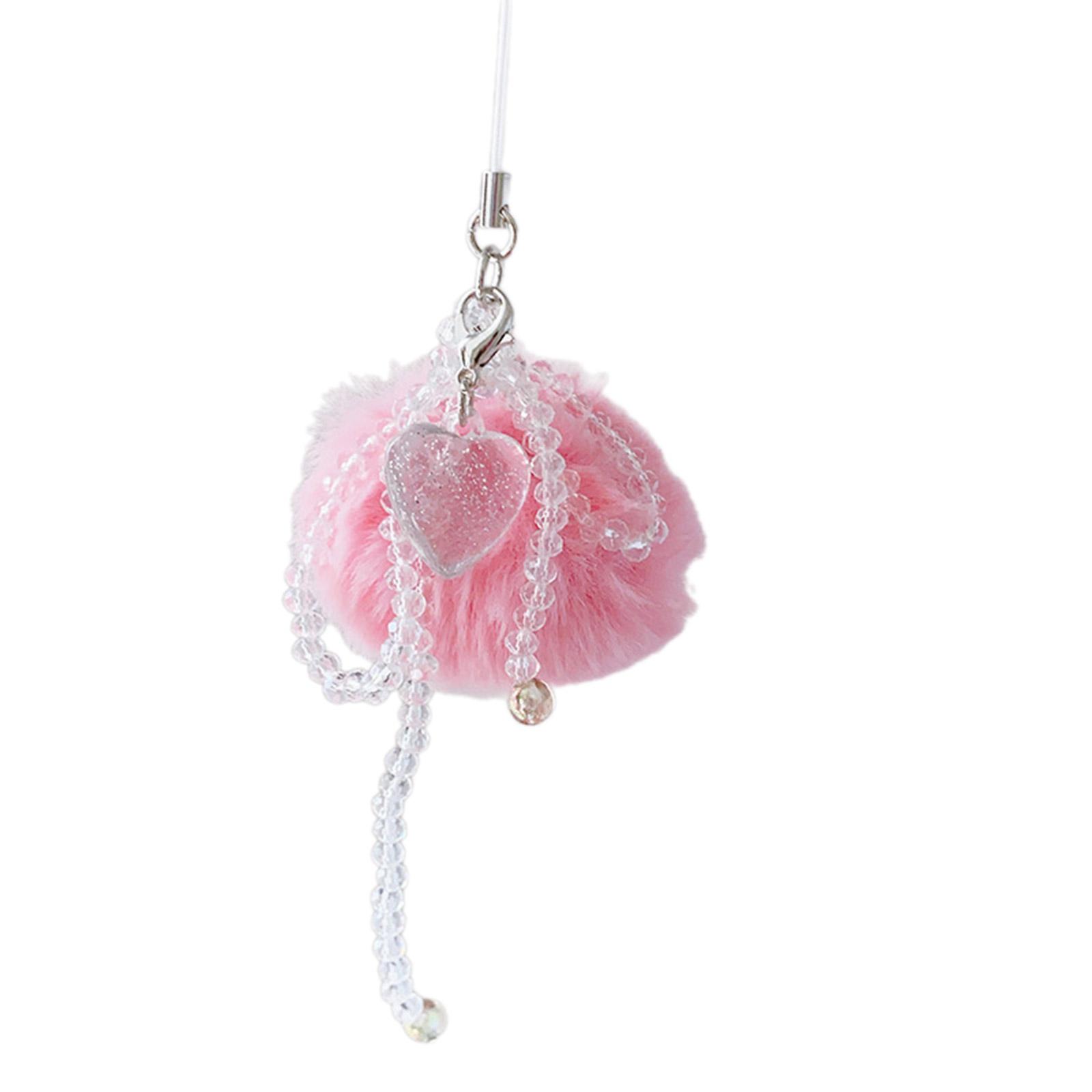 

Plush Ball Heart Star Pendant Phone Charm Hangings Rope Sweet Phone Chain Strap Bag Decoration Lanyard Keychain Accessory розовый