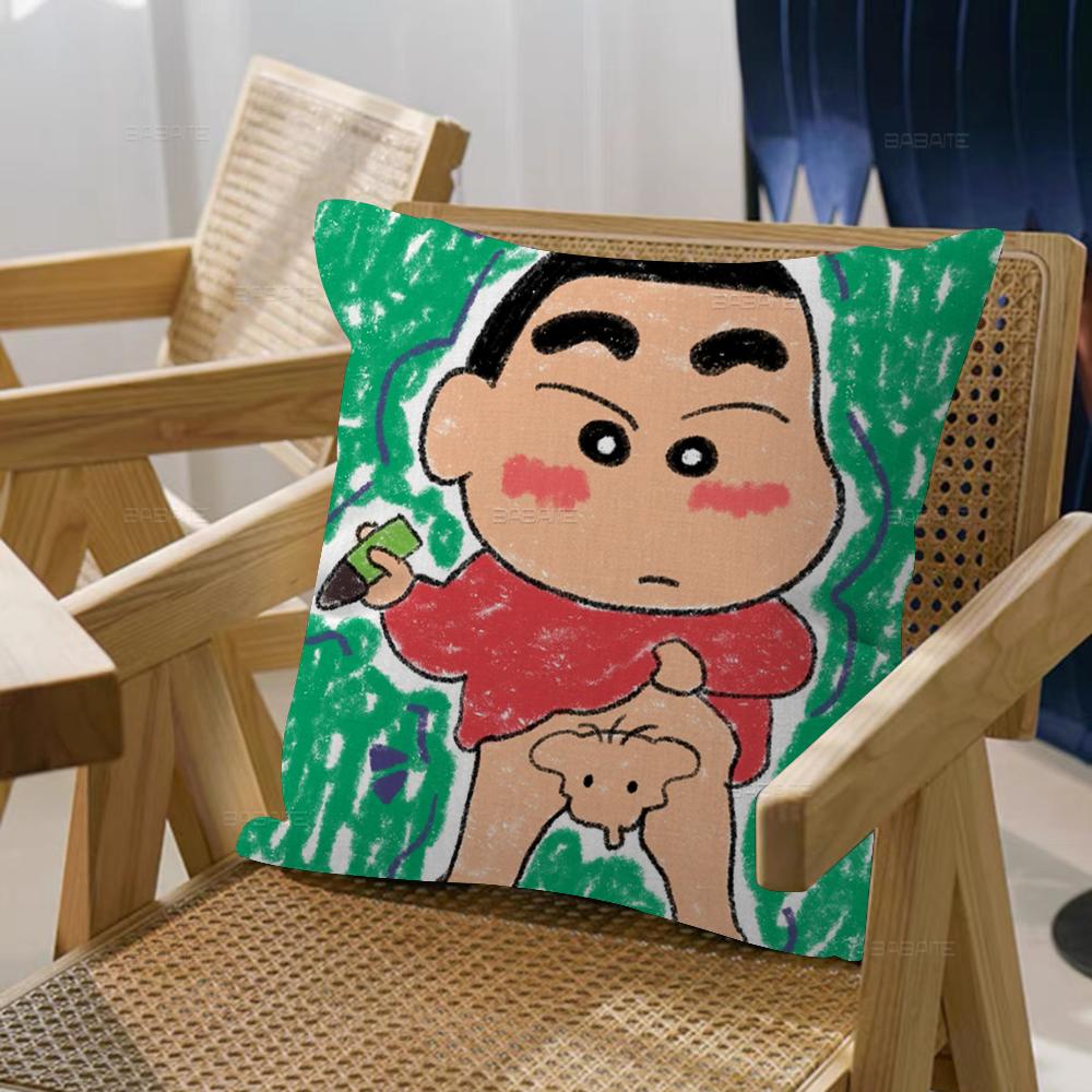 Watercolor Crayon Shin-chan Cushion Cover Car Throw Pillow Case For Sofa Car Christmas Gift 40x40cm 45x45cm