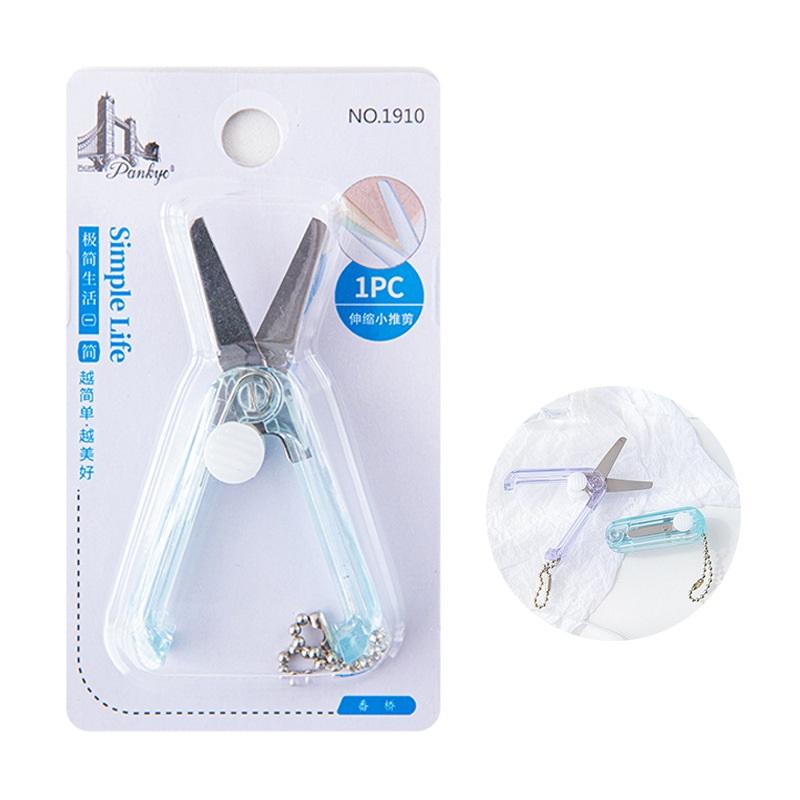 Mini Transparent Scissor Portable Fold Type Clear Color Safe Cutter Stainless Steel Blade Utility Knife for Paper