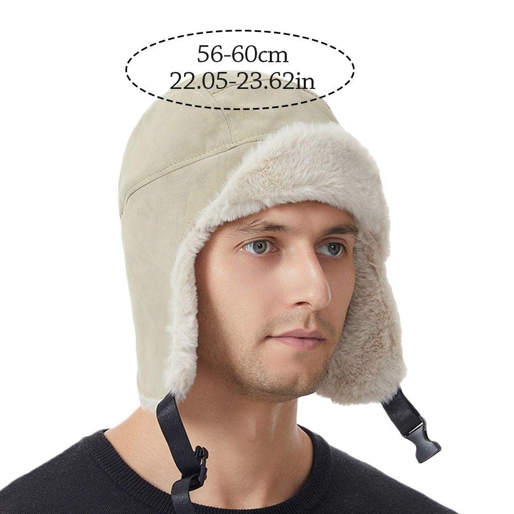 Thick Bomber Hat Plush Ushanka Fur Hat Outdoors Ski Russian Cap  Riding