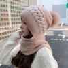 Scarf Integrated Hat Winter Women's New Scarf Hat Warm Knitted Headgear Plush Thickened Wool Hat Knitted Hat